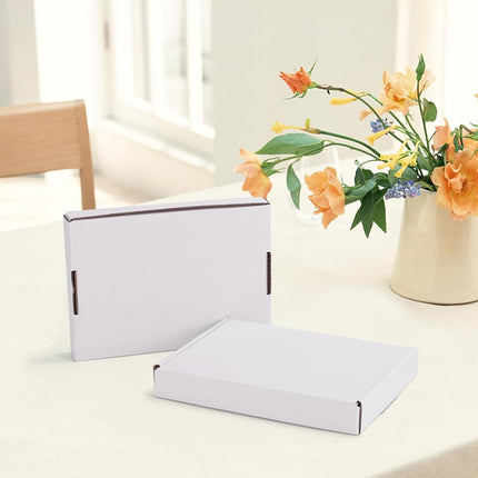 HORLIMER 7x5x1 Shipping Boxes Set of 30, White Corrugated Cardboard Mailer Box for Packing Small Business