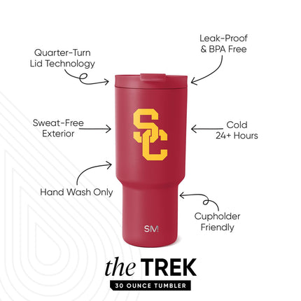 Simple Modern Officially Licensed Collegiate USC Trojans 30 oz Tumbler with Flip Lid and Straws | Insulated Cup Stainless Steel | Gifts for Men | Trek Collection | University of Southern California