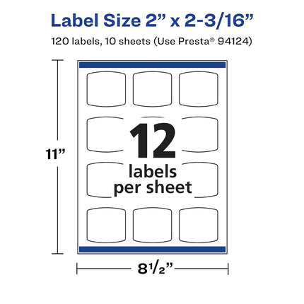 Avery Glossy Clear Arched Square Labels with Sure Feed, 2" x 2-3/16", 120 Glossy Clear Labels, Print-to-The-Edge, Laser/Inkjet Printable Labels