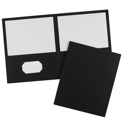 Avery Two Pocket Folders, Holds up to 40 Sheets, Business Card Slot, Case Pack of 125 Black Folders (47988)