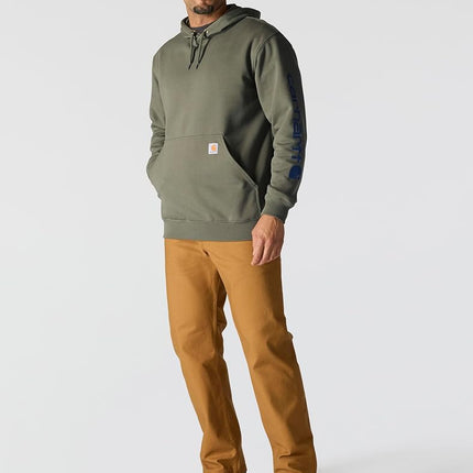 Carhartt Men's Loose Midweight Logo Sleeve Print Pullover Hoodie Sweatshirt, G5