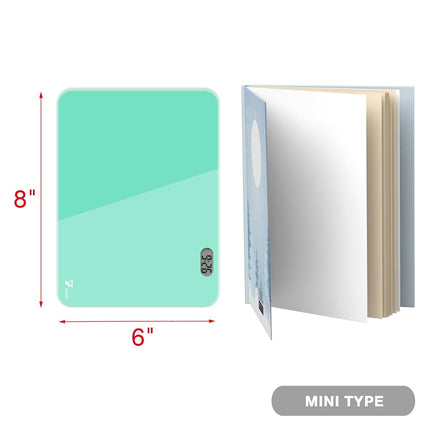 Small Glass Desktop Whiteboard with Clock, Mini Pure Glass Dry-Erase, Mint