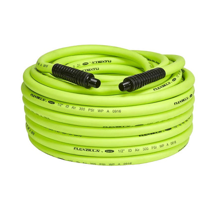 Tuyau à air comprimé Flexzilla HFZ12100YW4 ZillaGreen 100 pi, limiteurs de courbure MNPT, 1/2 po x 100 pi avec raccords 1/2 po