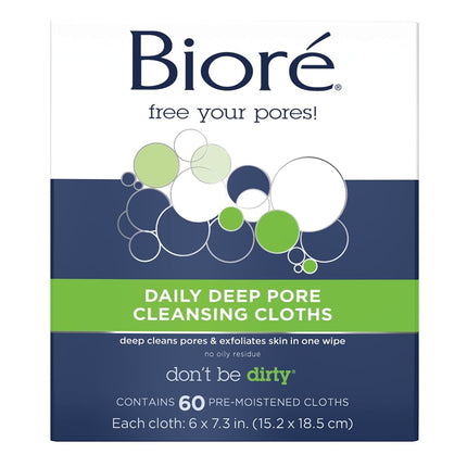 Bioré Lingettes Nettoyantes Quotidiennes en Profondeur des Pores, 60 unités