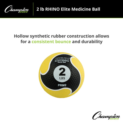 Champion Sports Rhino Elite Medicine Ball (2 pounds), Yellow
