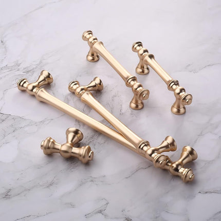 Asidrama 20 Pack 5 Inch(128mm) Brushed Brass Kitchen Cabinet Handles, Gold Cabinet Pulls Kitchen Cabinet Hardware for Cupboard Drawer Handles Dresser Pulls, A0018