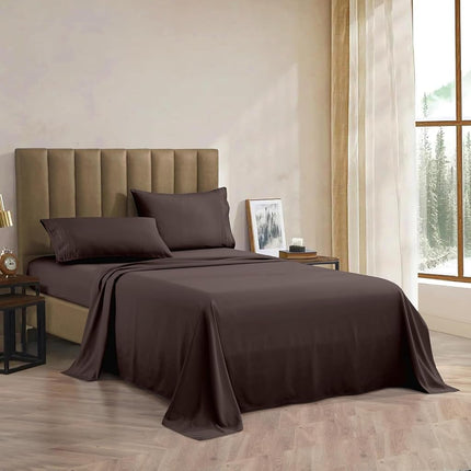 Celine Linen 3-Piece Bed Sheet Set with Deep Pockets, Twin Chocolate Brown