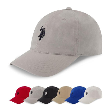 U.S. Polo Assn. Gorra de béisbol de algodón de sarga lavada ajustable para hombre con logotipo de pony y visera curvada, gris claro, talla única