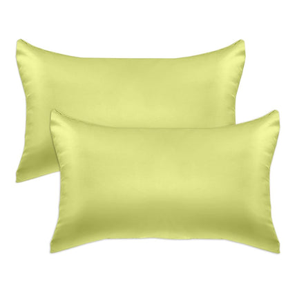 Elegant Comfort 2-PACK Pistachio Green Viscose Satin Pillowcase Set with Hidden Zipper closure, Silky Smooth for Hair and Skin Care-Beautiful Gift Box-2-Piece Satin Pillowcases, Standard/Queen