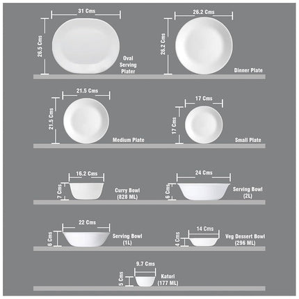 Corelle Winter Frost White Glass 1Ltr Serving Bowl Pack of 2