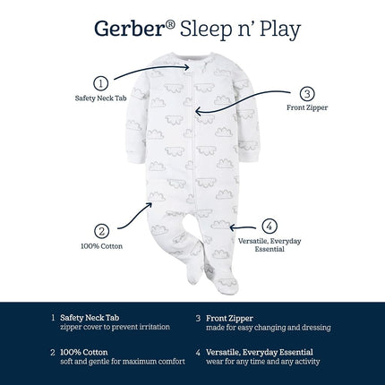 Gerber Unisex Baby 6 Pack Long-Sleeve Onesies Bodysuit, Animals Green, 12 Months