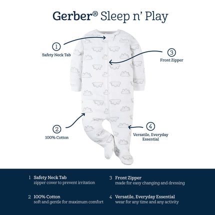 Gerber Unisex Bebé Paquete de 6 Bodis de Manga Larga, Animales Verde, 12 Meses