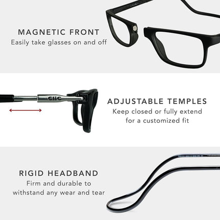 Clic Magnetic Executive Reading Glasses in Black ; 3.00