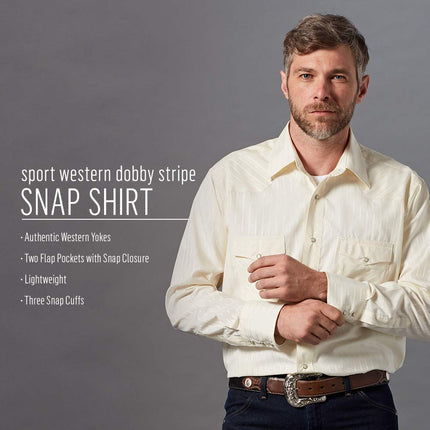 Wrangler Men's Sport Western Two Pocket Long Sleeve Snap Shirt, Light Tan, XL Tall