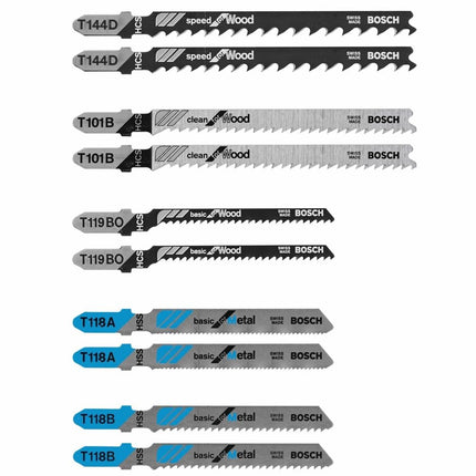 Bosch T5002 10-Piece Assorted T-Shank Jig Saw Blade Set