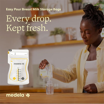 Medela Easy Pour Breastmilk Storage Bags 200 Count 7oz/210ml Disposable, Leakproof, Fast Freeze, Breast Milk Protection Recyclable & BPA Free