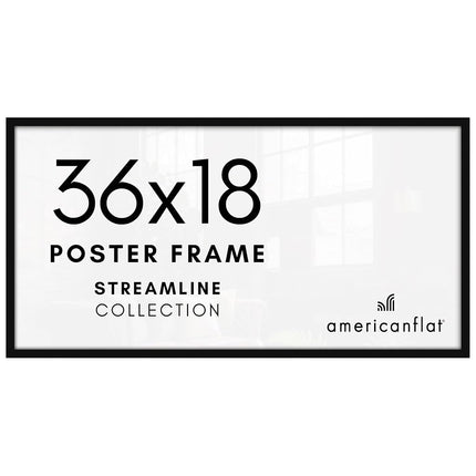Americanflat 18x36 Picture Frame with Polished Plexiglass - Streamline Collection - Thin Border Picture Frame for Wall Display - Hanging Hardware Included - Black