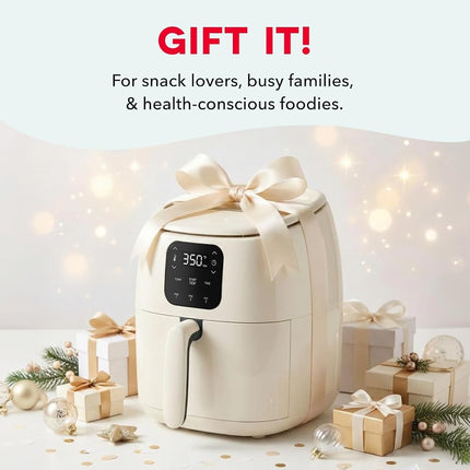 Four à frire à air chaud en céramique DASH Tasti-Crisp™, 2,6 L, Crème – Friteuse à air compacte pour des repas plus sains en quelques minutes, surface antiadhésive en céramique, idéal pour les petits espaces – Arrêt automatique, numérique, 1000 W