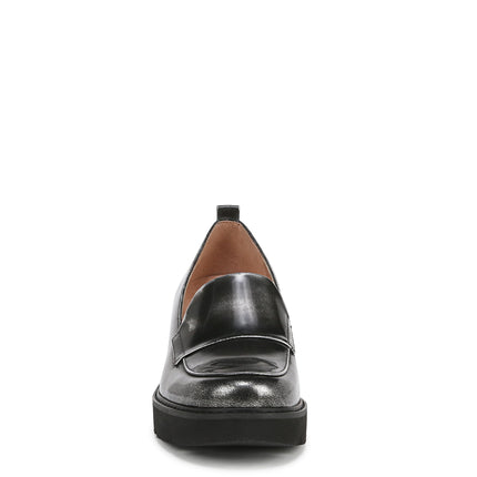 Naturalizer Women's Classic Loafer, Black/Silver, 9.5 Wide