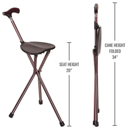 Walking Stick Chair Combo, Folding Walking Cane, Switch Sticks Lightweight Adjustable Medical Foldable Cane with Seat, Kensington