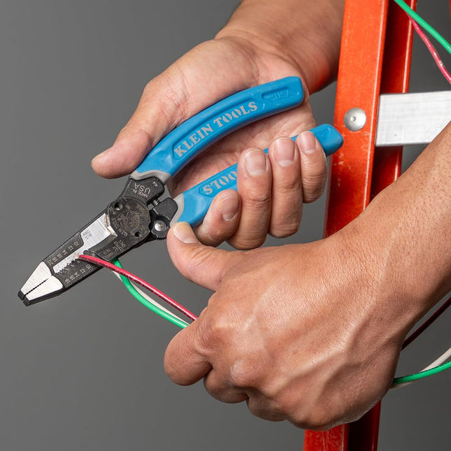 Klein Tools K12035L Klein-Kurve Wire Cutters, Heavy Duty Wire Stripping Tool with Lock, 8-20 AWG, Made in USA
