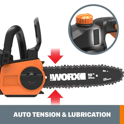 Worx 20V 10" Cordless Chainsaw Power Share with Auto-Tension (Tool Only) - WG322.9