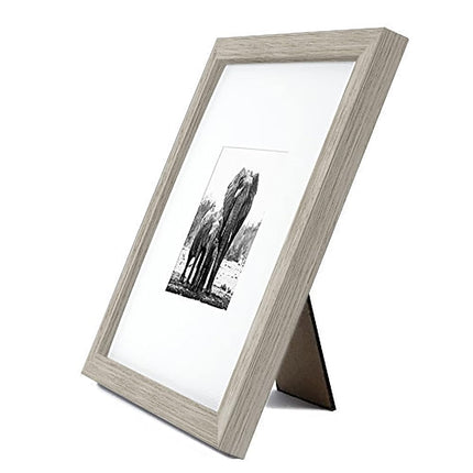 Cadre photo Americanflat 8x8 en bois flotté - Affiche 4x4 avec passe-partout et 8x8 sans passe-partout - Bois composite avec verre incassable pour mur et table