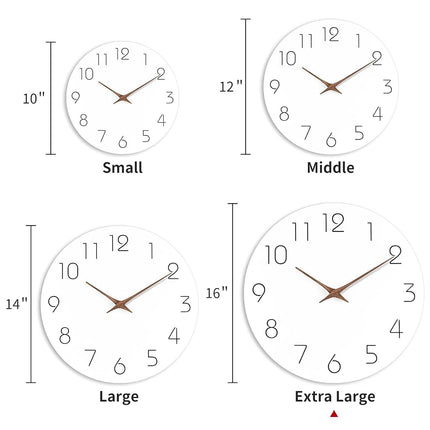 Mosewa Large Wall Clock 16 Inch Silent Non Ticking Wall Clocks Battery Operated - Simple Minimalist Clock Decorative for Kitchen,Home,Bedroom,Living Room, Office(16" White)