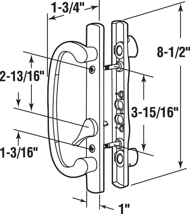 Prime-Line Products C 1283 Sliding Door Handle Set, Brass