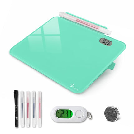 Small Glass Desktop Whiteboard with Clock, Mini Pu