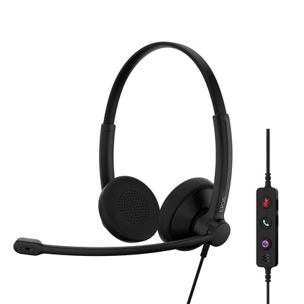 EPOS IMPACT 100 MS Stereo USB-C+A Headset with Microphone, Certified Microsoft Teams, Noise-Cancelling Mic, Lightweight, Call Control, USB Adapter, Soft Earpads, Professional UC Headphones