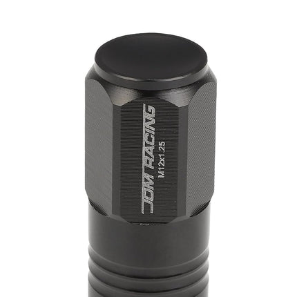 DNA MOTORING LN-ZTL-9020-125-BK 20Pcs Closed End Design M12 x 1.25 Aluminum Alloy Wheel Lug Nuts + Deep Drive Extension Adapter, 20mm OD/50mm Height (Black)