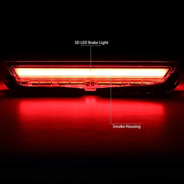 DNA Motoring 3BL-STC11-3D-LED-SM Rear Center Trunk Lid 3D LED Bar 3rd Tail Brake Light Replacement
