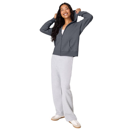 Hanes womensO4637Women's Fleece Full Zip Hood Long Sleeve Hoody - Gray - XX-Large