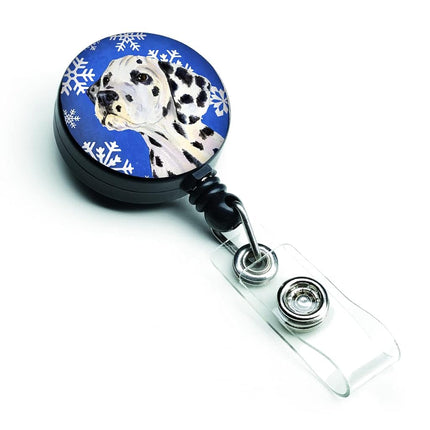 Caroline's Treasures Dalmatian Winter Snowflakes Holiday Retractable Badge Reel, Multicolor (SS4630BR)