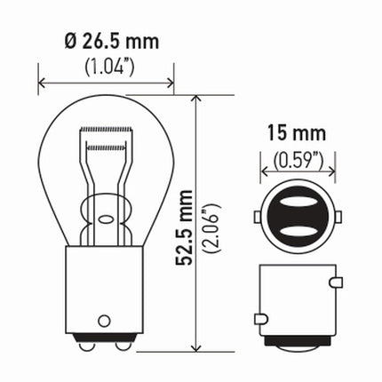 HELLA 7225TB 3021 3W Standard Miniature 7225 Bulbs, 12V, 21/4W, 2 Pack
