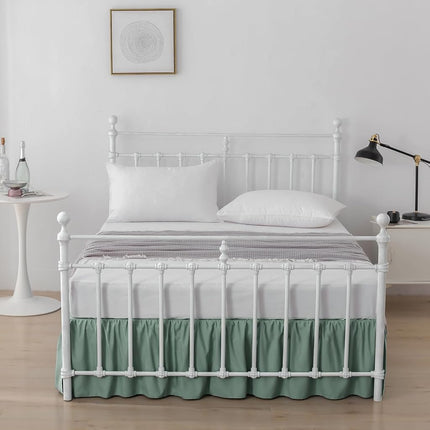 xuan dian Bed Skirt King Size Ruffled Bed Skirts with Split Corners,18 Inch Drop Dust Ruffle Bed Skirt with Platform, King, 18 Inch, Sage Green