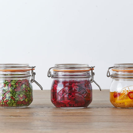 Kilner Round Clip Top Jar 0.35 Litre (350ml) Airtight Glass Storage Jar for Preserving Spices Dry Foods Reusable