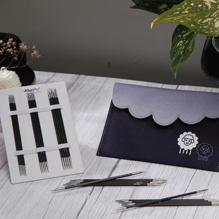 KnitPro Karbonz Starter Double Pointed Needle Set 6" (15cm) | 5 Sizes (2mm to 4mm)