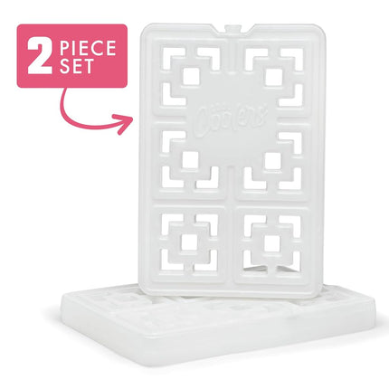 Cool Coolers Fashion Ice by Fit & Fresh, 2 Pack XL Slim Ice Packs, Unique Ice Pack Design for Womens Lunch Bag, Space Saving Reusable Freeze Blocks for Lunch Boxes, Cooler, Pearl White, 2PK