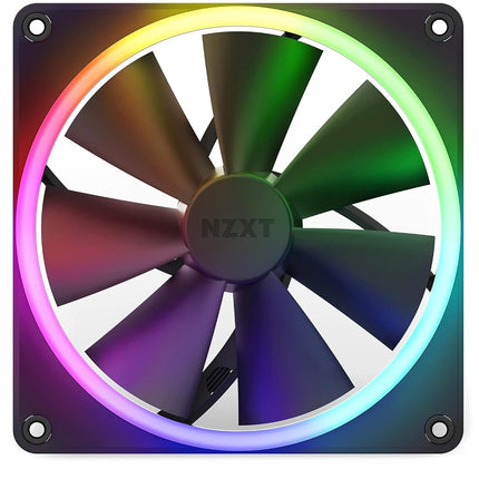 Ventiladores NZXT F140 RGB - RF-R14DF-B1 - Personalización avanzada de iluminación RGB - Refrigeración ultrasilenciosa - Doble (Ventilador y controlador RGB INCLUIDOS) - Ventilador de 140 mm - Negro