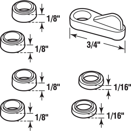 Prime-Line L 5929 Universal Screen Clips, Fits Flush to 7/16 inches, Diecast, Bronze Plated Finish, Stackable Height-Adjustment Rings, Pack of 4