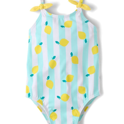 Traje de baño de una pieza estándar y para niña pequeña de The Children's Place, volantes de cuadros vichy rosa, 5T