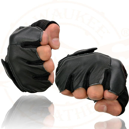 Shaf International Men's Fingerless Gloves (Black, XX-Large) (Spandex And Leather G)