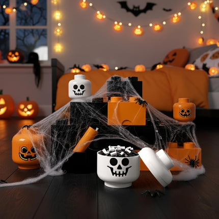 LEGO STORAGE HEAD (LARGE) - PUMPKIN - Polypropylene Storage Box with Lid for Kids' Toy Storage, Stackable Organizer, and Fun Storage Solution for LEGO Enthusiasts and Beyond
