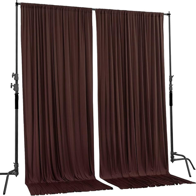 AK TRADING CO. 10 feet x 10 feet Polyester Backdrop Drapes Curtains Panels with Rod Pockets - Wedding Ceremony Party Home Window Decorations - Brown