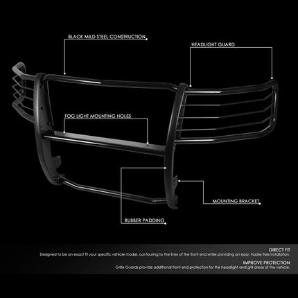 DNA Motoring GRILL-G-074-BK Pare-buffle avant en acier doux