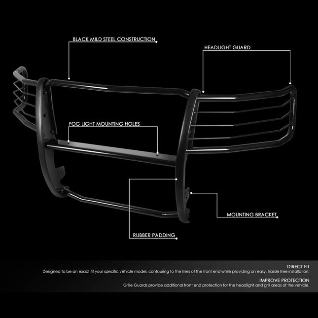 DNA Motoring GRILL-G-074-BK Parrilla de protección frontal de acero dulce para parachoques