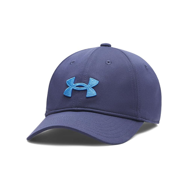 Under Armour Boys' Blitzing Adjustable, Comfortable Sports Cap for All-Day Breathability and Sun Protection, Boys' Cap with Adjustable Sizing and Pre-Curved Visor,Washed Navy / / Blue Atlantis,OSFM