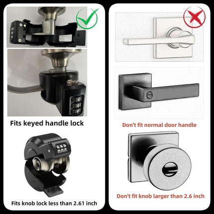 Door Handle Lockout Device Cover with Code to Disable Door Handle Temporary Combination Lock for Bedroom from Outside Knob Lock (1)